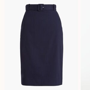 NWT J. Crew Factory Navy Sateen Belted Pencil Skirt Size 0